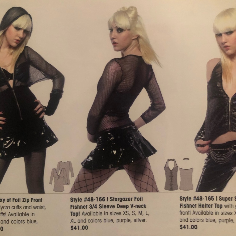 lip service stargazer purple foil fishnet top